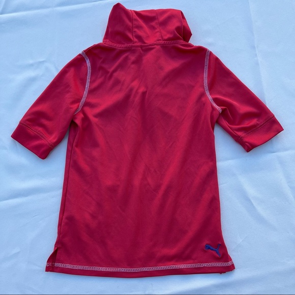 Puma Girls Red/Coral Small Dry Fit Logo Hoodie Short Sleeve - Picture 12 of 15